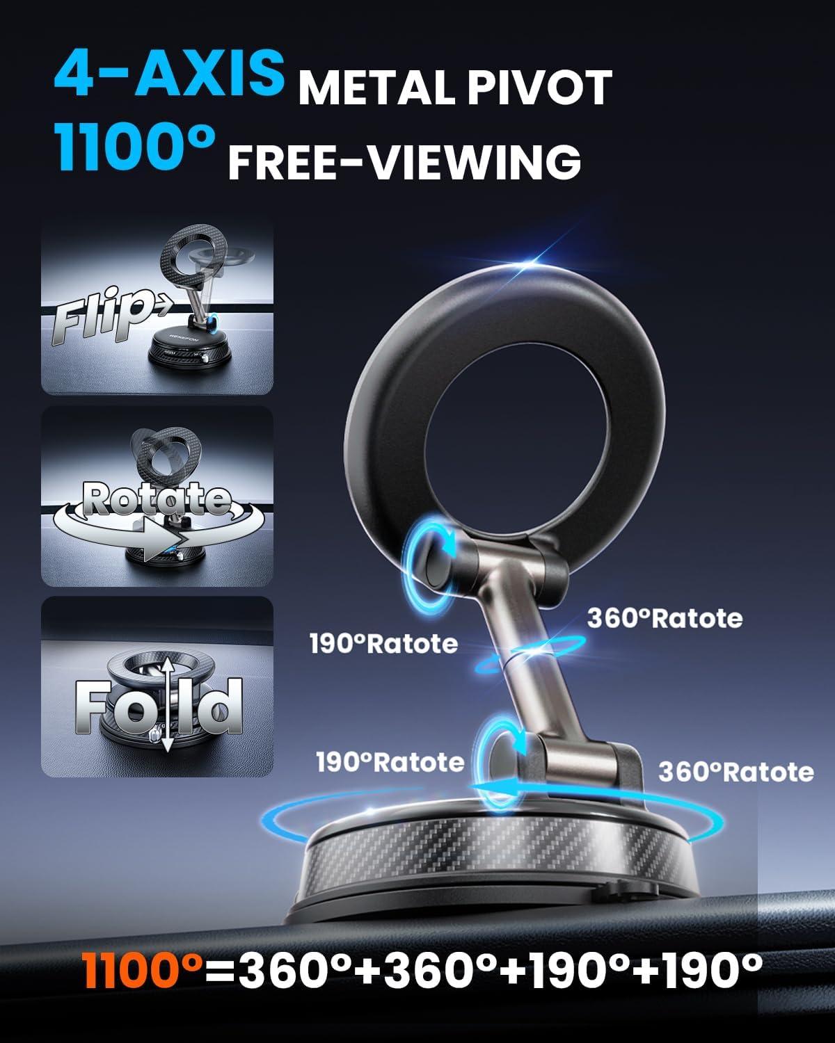 Best Car Mount – Magnetic Suction Cup Phone Holder 120LBS 1100° Review